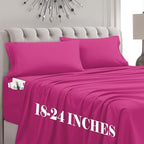 Mocassi Cal King Size 4-Piece Bed Sheet Set - 1800 Premium Hotel Quality Microfiber 18-24 Inches Extra Deep Pocket Fitted Sheet- Luxury Soft, Breathable, Wrinkle, and Fade Resistant, Hot Pink by MocassiLuxuryBedding