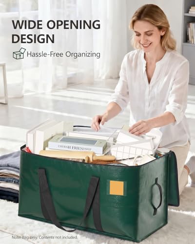 Heavy Duty Moving Bags Extra Large, Premium Storage Bags with Durable Zippers, Reinforced Handles, Moving Supplies for Clothes, Bedding, College Dorm Essentials, 12 Pack Green - Image 3