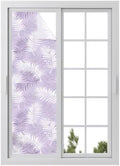 Window Privacy Film Frosted, Purple Botanical Reusable Static Cling Window Tints, Summer Palm Leaves Foliage Tropical Heat Control Windows Films for Offices, Balcony, 29.5 x 118 Inches by Unknown