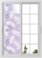 Window Privacy Film Frosted, Purple Botanical Reusable Static Cling Window Tints, Summer Palm Leaves Foliage Tropical Heat Control Windows Films for Offices, Balcony, 29.5 x 118 Inches by Unknown