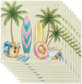 Cloth Napkins Set of 8-20x20 Inches, Summer Surfboard Washable Reusable Table Napkins, Tropical Palm Tree Coastal Swimming Ring Soft & Absortbent Dining Napkin for Party Wedding Hotel Restaurant by Unknown