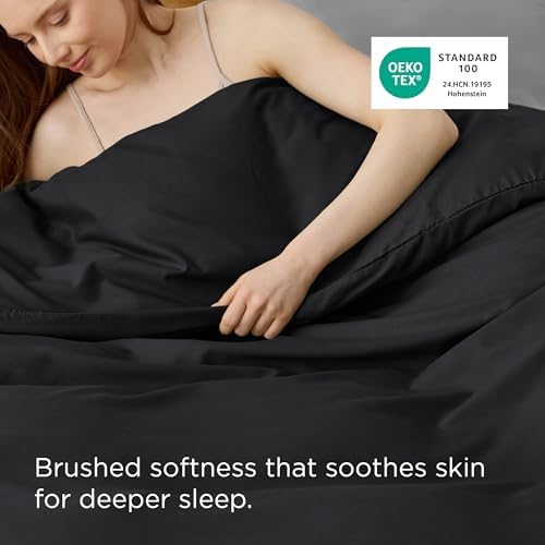 Bedsure Duvet Cover King Size, 1Pc Soft Double Brushed Bedding, Black - Image 3