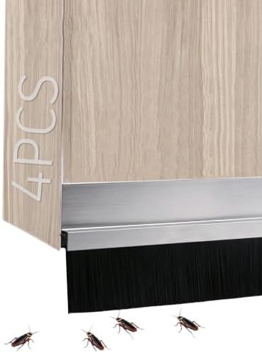 4 Pack 30 Inch Door Bottom Sweep, Aluminum with 1.1 Inch PP Brush by Qiveno
