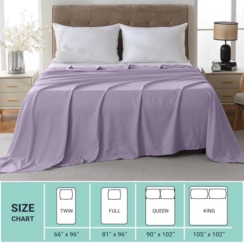 ZPECC Full Flat Sheets Only Lavender 6 Pack, Color-Coded Hem Threads - Image 5