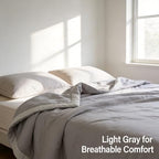 100% Cotton Summer Comforter,Ultra Soft Breathable Lightweight Quilt,Machine Washable for Hot Sleepers&Travel. (Grey, XL(60''×78'')) - Image 2