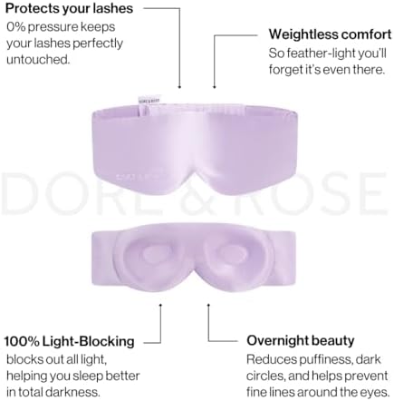 Dore & Rose — Mulberry Silk Sleep Mask for Women & Men, 3D Contour Blackout with cups, Pure Silk Eye Masks for Sleep, Travel Night - Eye Cover, Sleeping Mask, Sleepmask, Eyemask, Pods, Lash Extensions - Image 2