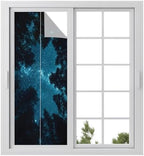 Window Privacy Film Frosted, Night Sky Static Cling Door Window Covering, Blue Natural Forest Trees Star River Scenery UV Blocking Windows Film for Office, Hotel, Bedroom, 29.5 x 78.7 Inches by Unknown