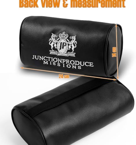 W-POWER 4PCS Junction Produce JDM Car Neck Pillow Headrest + JP VIP Embroidery Car Seat Belt Cover Set (Black) - Image 3