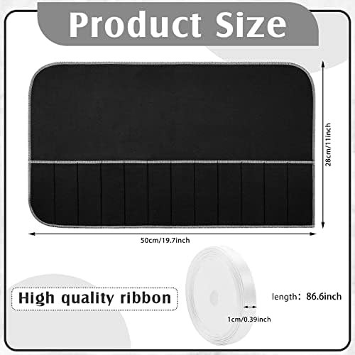 Hillban 18 Pcs Anti Tarnish Silverware Storage Bags Felt, 12 Slots, Black - Image 2