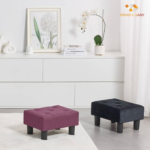 BRIAN & DANY Small Foot Stool, Linen Foot Stools with Legs, Stable Small Footstool for Living Room, Purple - Image 7