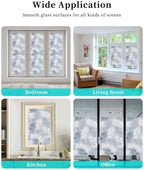 Window Privacy Film Frosted, Navy Blue Botanical Reusable Static Cling Window Tints, Summer Palm Leaves Foliage Tropical Heat Control Windows Films for Offices, Balcony, 29.5 x 118 Inches - Image 7