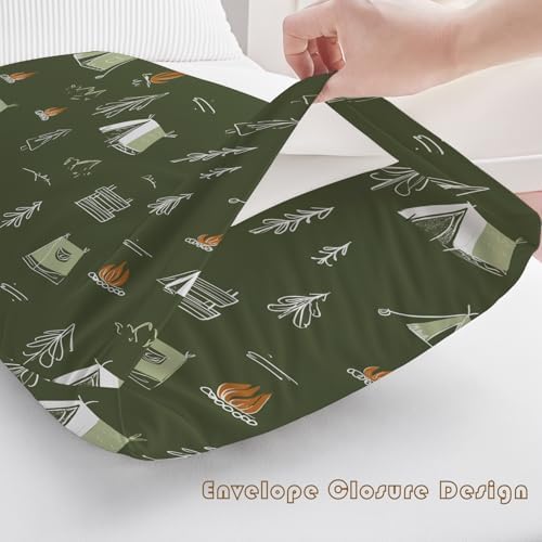 Camping Pillow Cases Queen Size Set of 2 - Campfire Pillowcases with Envelope Closure, Kids Rustic Adventure Decorative Pillow Covers for Bed Couch, Soft Breathable Microfiber - Image 5