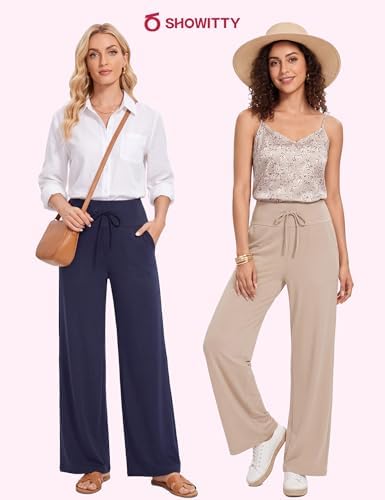 Showitty Wide Leg Pants for Women with Pockets, High Waist Yoga Lounge - Image 4