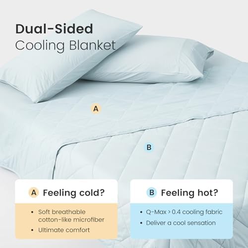 Cozy Bliss Cooling Throw Blanket for Hot Sleepers 50"x70", Q-Max 0.45 Cooling Comfort, Cold Blankets for Night Sweats Sleeping, Ultra-Cool Lightweight Breathable Summer Blanket for Couch Bed, Blue - Image 2