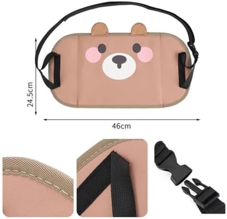 Kids Cartoon Bear Car Seat Foot Rest Hammock - Universal Auto Backseat Travel Foot Mat for Children(Squinting Bear) - Image 6