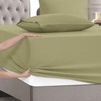 Mocassi King Size 4-Piece Bed Sheet Set - 1800 Premium Hotel Quality Microfiber 18-24 Inches Extra Deep Pocket Fitted Sheet- Luxury Soft, Breathable, Wrinkle, and Fade Resistant, Sage Green - Image 5