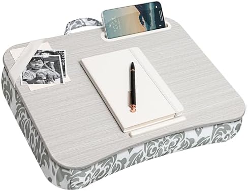 LAPGEAR Designer Lap Desk – Gray Damask, Fits 15.6” Laptops by LapGear