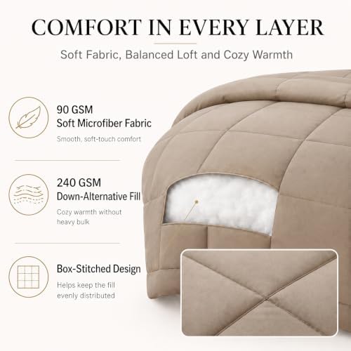 CozyLux Full Size Comforter Sets Khaki - 7 Pieces Bed in a Bag - Image 3