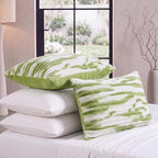 Bedorm Faux Fur Pillowcases Set of 2 Standard Size Plush Fluffy Pillow Cover Ivory and Green, Zipper Closure - Image 3