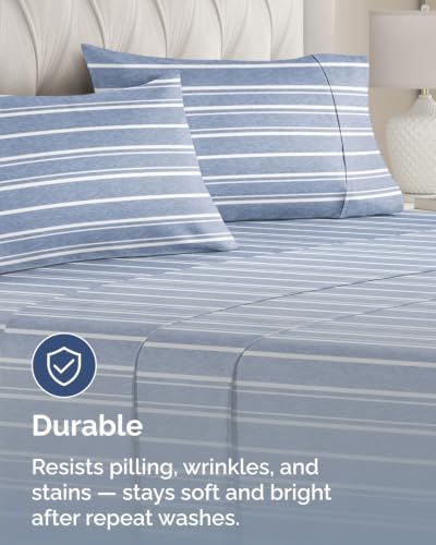 Queen Pillow Cases - 8 Pack Pillowcase Covers - 20" x 30" (Blue Stripes) - Image 4