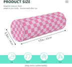 Checkered Pink Neck Roll Pillow Bolster Round Health Memory Foam Long Cervical Cylinder Pillows with Removable Washable Cover for Body Bed Legs Back Yoga - Image 2
