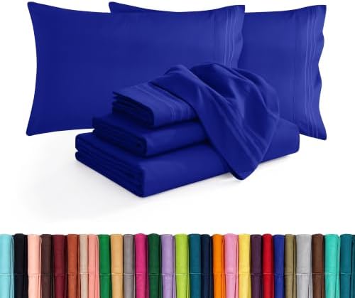 Elegant Comfort Luxurious Soft 1500 Thread Count Egyptian 6-Piece Premium Hotel Quality Wrinkle Resistant Coziest Bedding Set, Easy All Around Elastic Fitted Sheet, Deep Pocket, Cali King, Royal Blue by ELEGANTCOMFORT