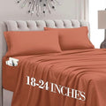 Mocassi Full Size 4-Piece Bed Sheet Set - 1800 Premium Hotel Quality Microfiber 18-24 Inches Extra Deep Pocket Fitted Sheet- Luxury Soft, Breathable, Wrinkle, and Fade Resistant, Coral by MocassiLuxuryBedding