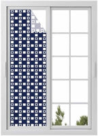 Window Privacy Film Frosted, Blue White Plaid Reusable Static Cling Window Tints, Modern Abstract Geometric Lattice Heat Control Windows Films for Offices, Balcony, 29.5 x 118 Inches by Unknown