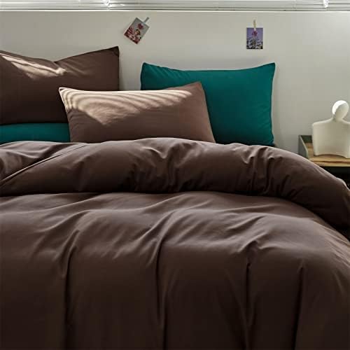 Luxlovery Brown Comforter Set Twin Chestnut Brown Bedding Comforter Set Chocolate Color Solid Soft Breathable Blanket Quilts Dark Color 3 Piece Bedding Set for Women Men Teens Adults - Image 4