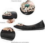 KUNWFNIX Women Ballet Flats Rhinestone Wedding Ballerina Shoes Foldable Sparkly Comfort Slip on Flat Shoes - Image 4