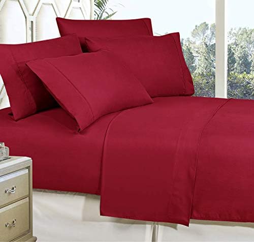 Elegant Comfort Luxurious Soft 1500 Thread Count Egyptian 5-Piece Premium Hotel Quality Wrinkle Resistant Coziest Bedding Set, Easy All Around Elastic Fitted Sheet, Deep Pocket, Split King, Burgundy - Image 3