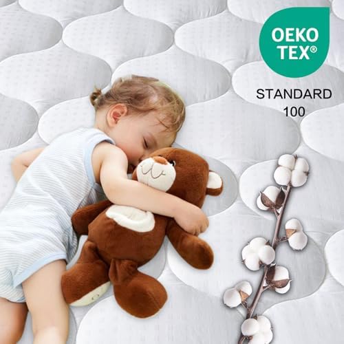 LEISURE TOWN Olympic Queen Mattress Pad Cover Mattress Topper Cotton Top Pillow Top with Snow Down Alternative Fill (8-21 Inch Fitted Deep Pocket) (66"X80") Super Queen - Image 2
