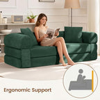3-in-1 Queen Convertible Sofa Bed Boneless Sleeper Couch Dark Green - Image 6