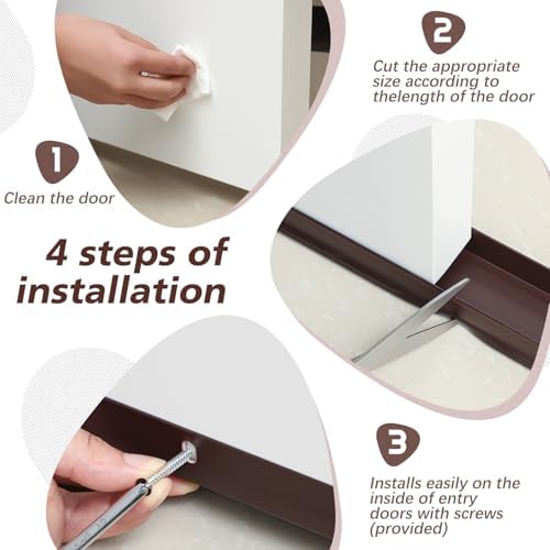 Lineshading 2 Sets U-Shaped Door Sweep 1 3/4" x 36", PVC Door Seal, Brown - Image 6
