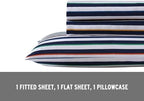 Eddie Bauer Kids - Twin XL Sheet Set for Kids with Fitted Sheet & Pillowcase, Soft Microfiber Bedding, Fully Elastic Deep Pocket, Stripes Game - Image 5
