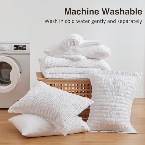 Love's cabin Seersucker White Full Comforter Set, 7-Piece Bed in a Bag - Image 6