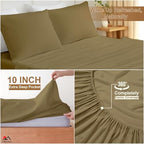 ARlinen 4 PC RV Bunk Sheet Set 48 x 75, Fits RV Mattress 10-Inch Deep, Taupe - Image 6