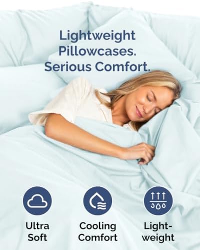 King Pillow Cases - 8 Pack Soft Pillowcase Covers - 20" x 40" (Ice Blue) - Image 3