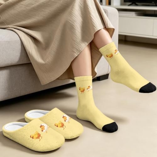 Jeiento Women's Fuzzy Slippers and Sock Set Warm Cozy Memory Foam House Shoes Soft Slip-on Slides Spa Slippers for Hotel - Image 3