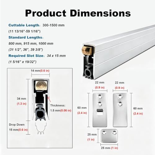 Automatic Door Bottom Seal, Recessed Drop Down Door Sweep Aluminum - Image 2