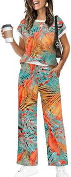 WIHOLL Two Piece Sets for Women Summer Spring Outfits Travel Cruise Resort Wear 2026 Beach Vacation Palazzo Pants Set by WIHOLL