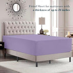 Mocassi Cal King Size 4-Piece Bed Sheet Set - 1800 Premium Hotel Quality Microfiber 18-24 Inches Extra Deep Pocket Fitted Sheet- Luxury Soft, Breathable, Wrinkle, and Fade Resistant, Lavender - Image 3