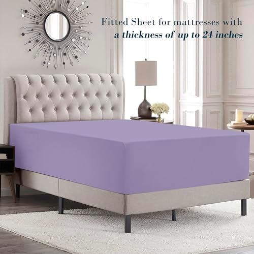 Mocassi Cal King Size 4-Piece Bed Sheet Set - 1800 Premium Hotel Quality Microfiber 18-24 Inches Extra Deep Pocket Fitted Sheet- Luxury Soft, Breathable, Wrinkle, and Fade Resistant, Lavender - Image 3