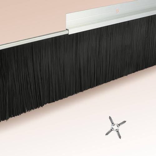 1 Set Retsun Garage Door Brush Sweep, 4"+0.91" W×39.3''L, Extra Wide Bristles for Large Gaps, Aluminum Brush Seal Kit Ideal for Exterior & Roll-Up Doors, Easy to Install (3.28ft Total, 4'',1) by HOME