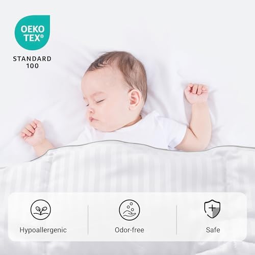 ZPECC Toddler Down Alternative Comforter, 39" x 47", White Stripe - Image 4