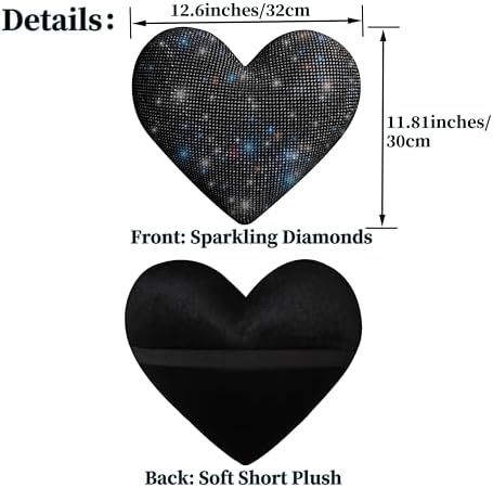 Car Headrest Neck Pillows Rhinestone Automobile Headrest Cover Car Headrest Neck Pillow for Driving with Bling Bling Crystal Car Accessories for Women, Girls and Ladies Black 2 Pieces - Image 3