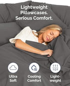 Standard Pillow Cases - 10 Pack Pillowcase Covers - 20" x 26" (Charcoal) - Image 3
