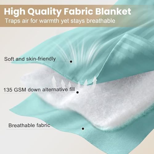 downluxe Down Alternative Blanket for Bed, Satin Trim, Queen, Mint Green - Image 4