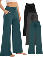 3 Pack Pajama Pants Women Wide Leg Lounge Yoga Pants with Pockets by JOYLADY