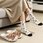 Jeiento Womens Fuzzy Slipper and Socks Winter Warm Gifts for Mom,Wam Cozy Indoor Socks Comfort Home Shoes - Image 3